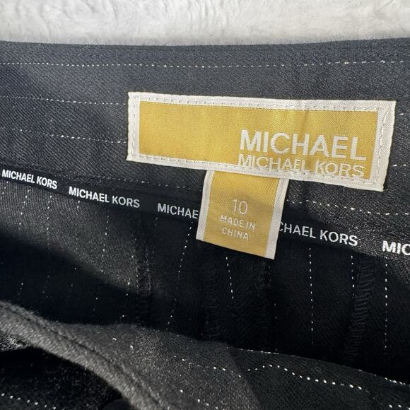 NWT Michael Kors Women's Pinstriped Boot-Cut Trousers Black Pants Size 10 - Picture 6 of 14